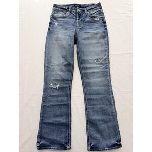 Silver Jeans Co Avery Boot Jeans Womens 30 Blue Wash Mid Rise Distressed 30x31